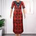 Women's Clothing plus size loose robes V neck printed dress_ipsvogv.com