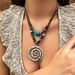 Jewelry beaded necklace new Chinese necklace women's versatile butterfly wooden beads retro turquoise necklace_ipsvogv.com