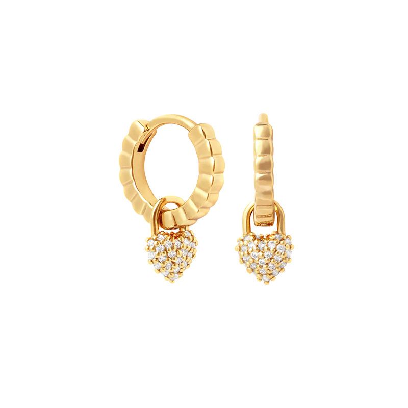 Women's Jewelry S925 Silver Needle Niche Design Light Luxury High End Diamond Heart Shaped Earrings Sweet Temperament Retro Earrings_ipsvogv.com