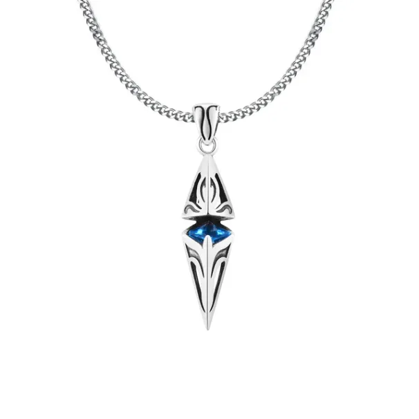 Hot Sales Mprainbow Stylish Blue Stone Necklaces Men,Stainless Steel Geometric Pendant Collar,Valentine's Birthday Party Gift for_ipsvogv.com