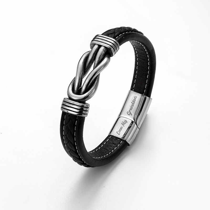 Men's Jewelry Simple Two Color Leather Men's Bracelet Stainless Steel Magnet Buckle Trend Bracelet Creative Accessories_ipsvogv.com