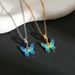 Popular Accessories Drip Oil Gradient Blue Cute Butterfly For Female Niche Non Fading Necklace_ipsvogv.com