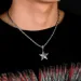 New Menss Hip Hop Colorful Cubic Zirconia Star Pendant Necklace Full Diamond Multi-color Pentagram Charm Brooch Copper_ipsvogv.com