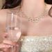 【 28000 People Collection 】 Blue Love~Shell Zircon Necklace, Female Choker Double Layered Stacked Accessories, Light_ipsvogv.com