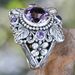 luxury Amethyst Ring, Thai Silver Tree Leaf Flower Ring_ipsvogv.com