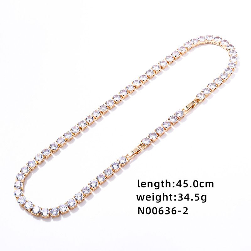 Gold And Silver Two-tone Zircon Necklace Simple High-end Clavicle Hip-hop Design Tennis Chain 45cm_ipsvogv.com