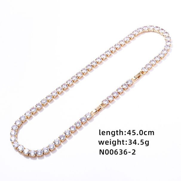 Gold And Silver Two-tone Zircon Necklace Simple High-end Clavicle Hip-hop Design Tennis Chain 45cm_ipsvogv.com