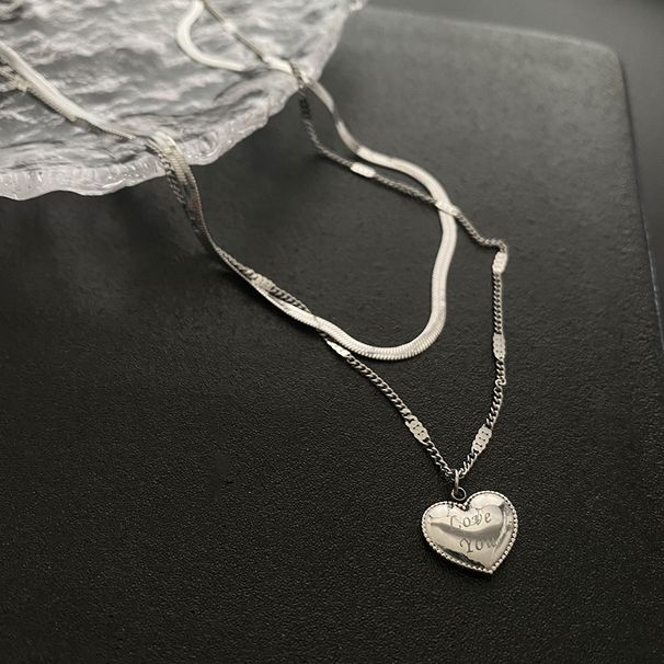 Titanium LOVE Love Double Layer Necklace For Women Folding And Wearing Personalized Versatile Collar Chain Stainless_ipsvogv.com