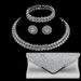 Fashion full diamond clavicle chain earrings bracelet clutch bag Bridal jewelry sets_ipsvogv.com