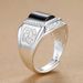 ring, Index Zircon Noble And Majestic Finger Trendy Men's Fashionable Open Mouth Wide Version Black Diamond Lucky Ring,_ipsvogv.com