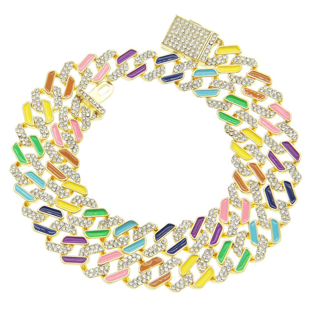 Me's creative ad persoalized ew full diamod colored drop oil patchwork Cuba ecklace, hip-hop cool collarboe_ipsvogv.com