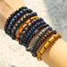 Hot Selling Jewelry For Men, Retro Wooden Beads, Volcanic Stone Elastic Bracelets, Versatile Niche Stacking Bracelet Sets_ipsvogv.com
