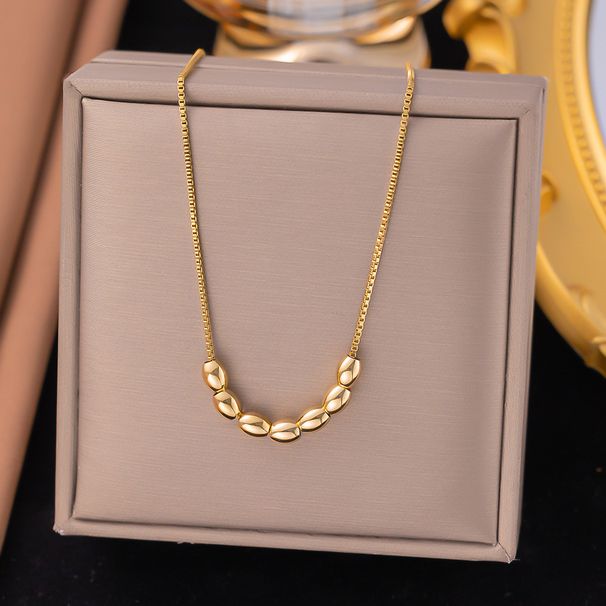 2025 New Fashionable Niche Simple Round Bead Design Gold-plated Titanium Steel Daily Versatile Necklace_ipsvogv.com
