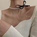 Choker French Style Pearl Black Bowknot Tie Neck Internet Celebrity Personality Collarbone Chain Women's Accessories_ipsvogv.com