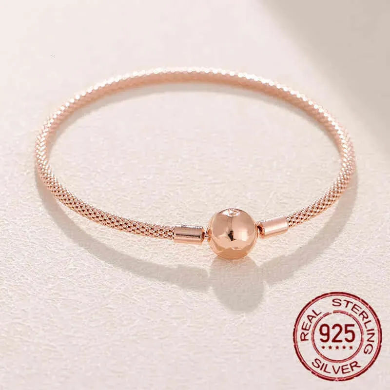 Real Sterling Sier Beads Snake Chain Bracelet Rose Gold Wire Fit Original Pandra Bead Charm Women Jewelry 2022_ipsvogv.com