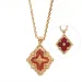 Italy Brand Designer Clover Pendant Necklaces for Women Retro Vintage Gold Enamel Choker Necklace Double Side Party_ipsvogv.com