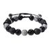 Volcanic Stone Bead Men's Hand Woven Snowflake Obsidian Reverse Scale Bracelet, Trendy_ipsvogv.com