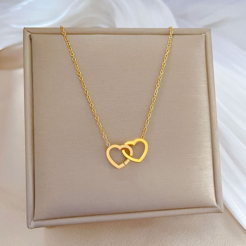 Body 【 Full Titanium Steel 】 Heart To Heart Imprint, Personality Minimalist, Genuine Gold Necklace In The Furnace, 【 】 Imprint, Minimalist, Furnace,_ipsvogv.com