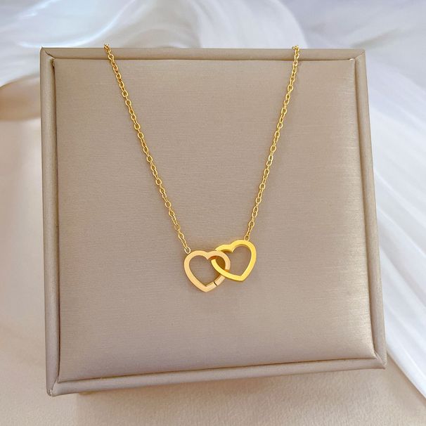 Body 【 Full Titanium Steel 】 Heart To Heart Imprint, Personality Minimalist, Genuine Gold Necklace In The Furnace, 【 】 Imprint, Minimalist, Furnace,_ipsvogv.com