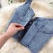 Women's fashion halter tank top high waisted denim skirt_ipsvogv.com