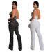 Women's solid color hot diamond sleeveless halterneck trousers jumpsuit_ipsvogv.com
