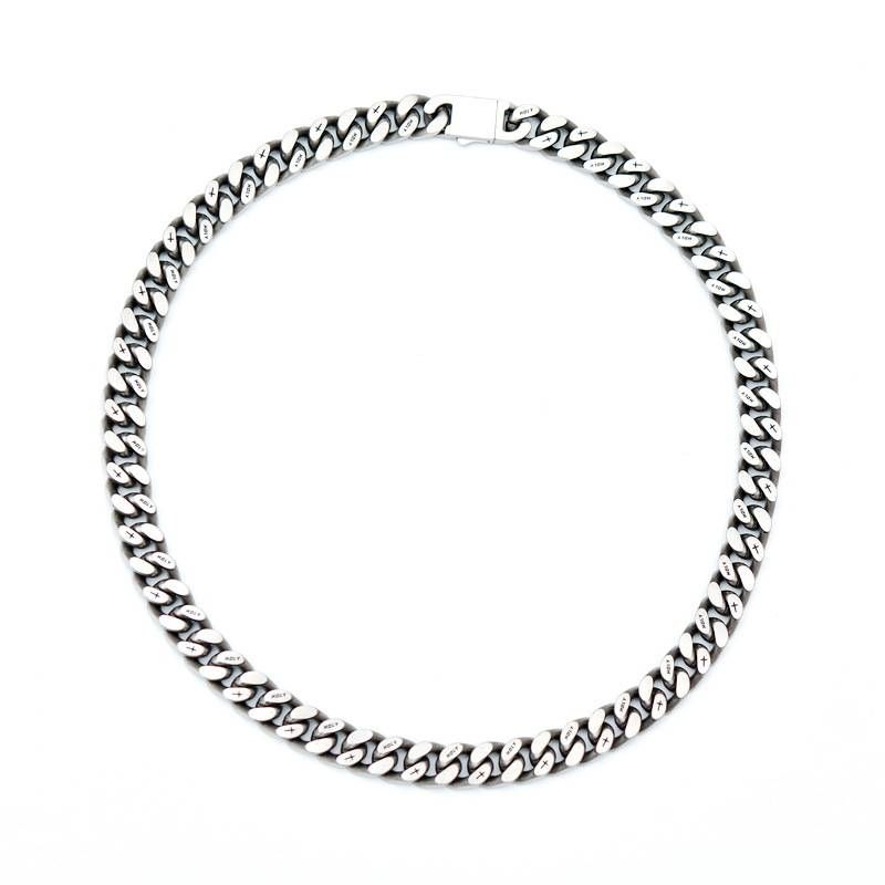 Women's Jewelry Retro Frosted Necklace Jewelry Stainless Steel Cuban Stamped Collar Sweater Chain High End Jewelry_ipsvogv.com