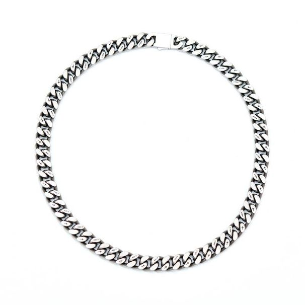Women's Jewelry Retro Frosted Necklace Jewelry Stainless Steel Cuban Stamped Collar Sweater Chain High End Jewelry_ipsvogv.com