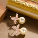 French Elegant Small Fragrance Style Inlaid With Diamonds, Glazed Flowers, Pearl Earrings, Women's High-end_ipsvogv.com