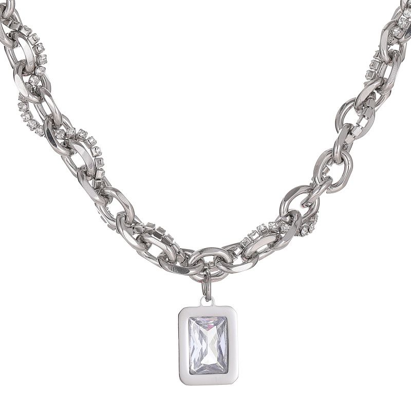 Personalized rock sugar gemstone men's sweater necklace women's niche design high end sweater chain titanium steel hip hop clavicle chain_ipsvogv.com