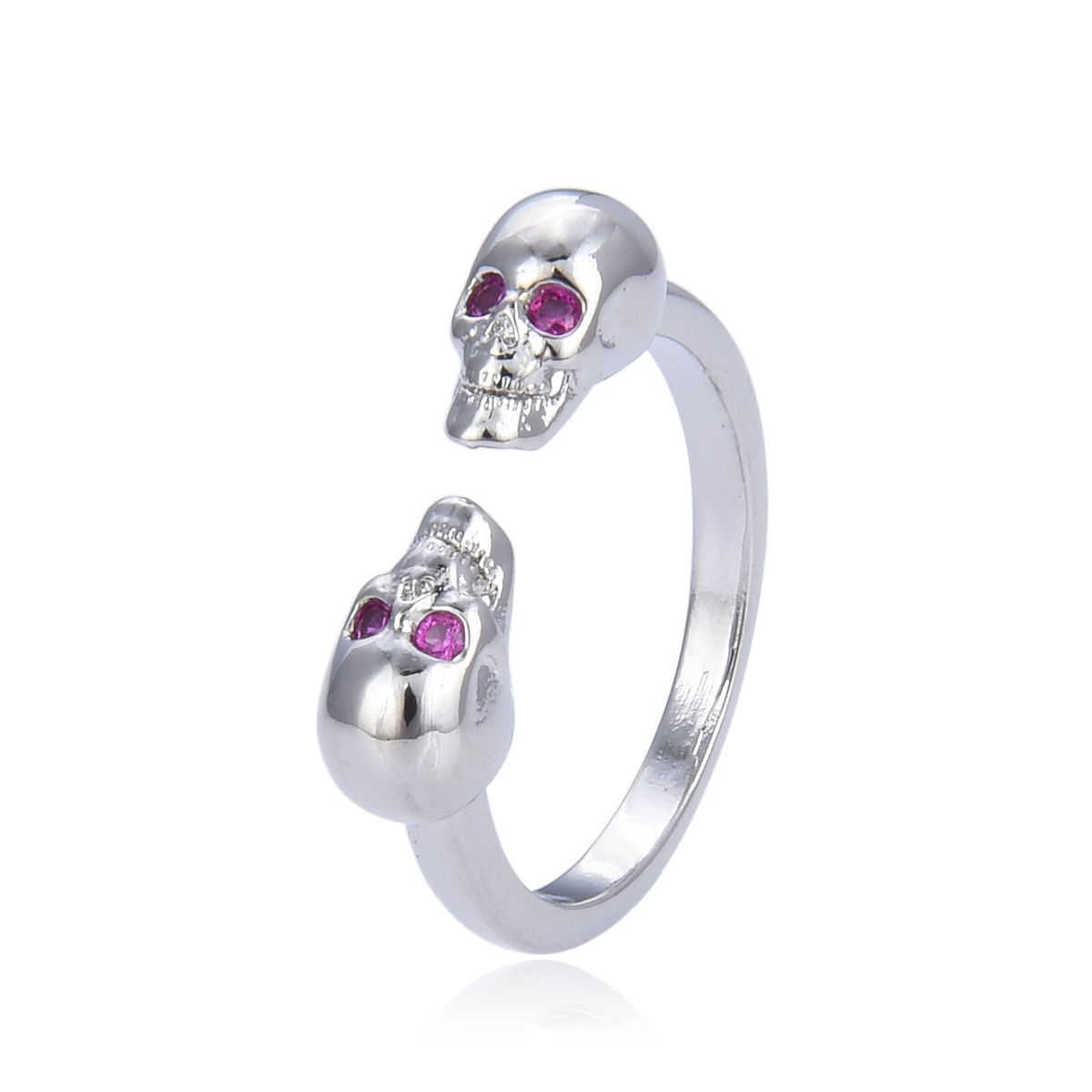 Unisex Jewelry Fashion Diamond Zircon CZ Skull Ring Female Open Design Ring Simple Gold And Silver Color Preservation_ipsvogv.com