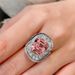 Caibao Full Diamond Pink Zircon Ring Female Ins Luxury And Luxury, Niche Temperament Finger Ring, Internet Celebrity_ipsvogv.com