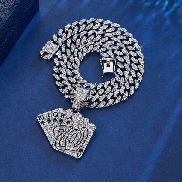 Hip-Hop Full Diamond Playing Card Personality Creative Alloy Rhinestone Cuban Chain Pendant Hot Sale_ipsvogv.com