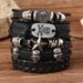 Punk Style Skull Series Leather Braided Multi-layer Pentagram Men's Bracelet Set Jewelry_ipsvogv.com