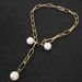 Simple hollow rectangular with adjustable pearl brooch women's necklace collarbone chain F2560_ipsvogv.com