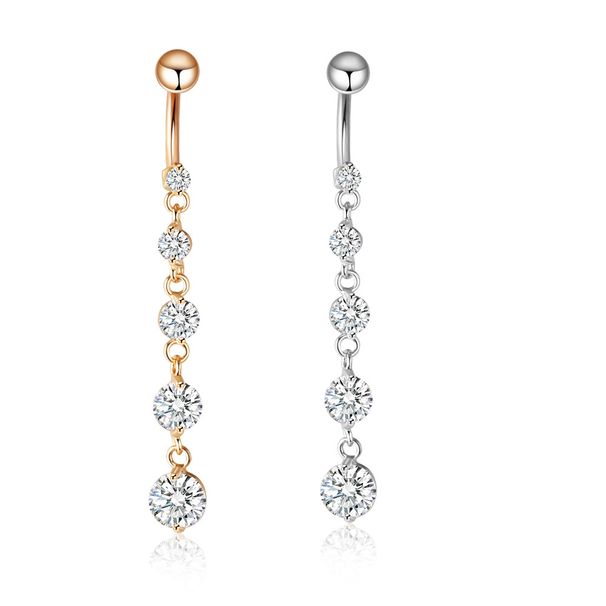 Belly Button Ring Luxury Zircon String Gold Pendant Exquisite Piercing Belly Button Ring Nail_ipsvogv.com