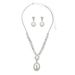 Elegant Bridal Jewelry Set - Silver Pearl Necklace & Earrings (Wedding Accessories, Classic Pearl Inlay Design)_ipsvogv.com