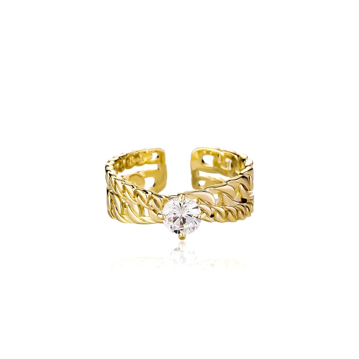 Hip Hop INS Style Cuban Full Diamond Open Ring Index Finger Ring Men And Women Simple Fashion Ring_ipsvogv.com
