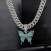 Hip hop necklace street rap butterfly pendant Cuban necklace personality trend couple necklace_ipsvogv.com