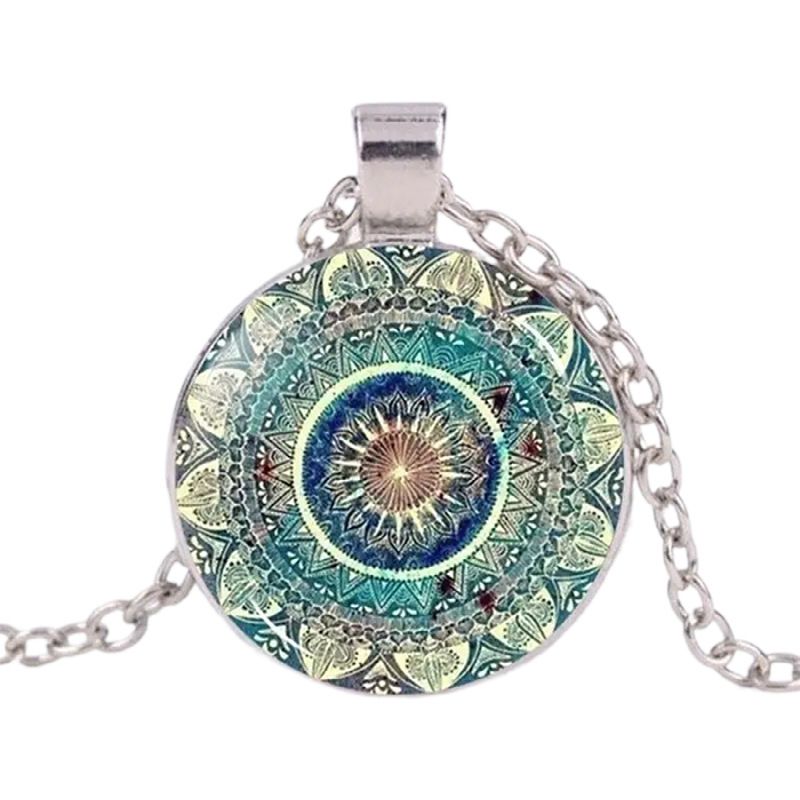 New Accessory: Mandala Yoga Time Necklace Fashion Glass Pendant Neckchain Jewelry_ipsvogv.com