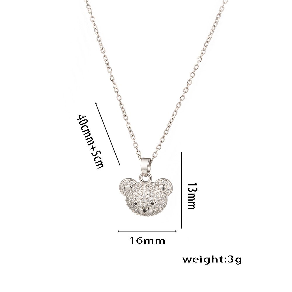 Necklace, Popular Female Internet Celebrity With A New Minimalist Cute Full Diamond Zircon Bear Necklace. Fashionable_ipsvogv.com