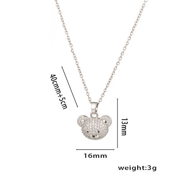 Necklace, Popular Female Internet Celebrity With A New Minimalist Cute Full Diamond Zircon Bear Necklace. Fashionable_ipsvogv.com