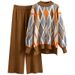 Women's autumn and winter fashion loose large size wide-leg pants two-piece set_ipsvogv.com