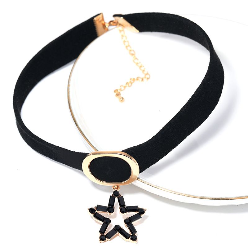 Choker Short Collarbone Chain Collar Women's Strap Neck Accessories Sexy Black Wide Edged Internet Famous Necklace_ipsvogv.com