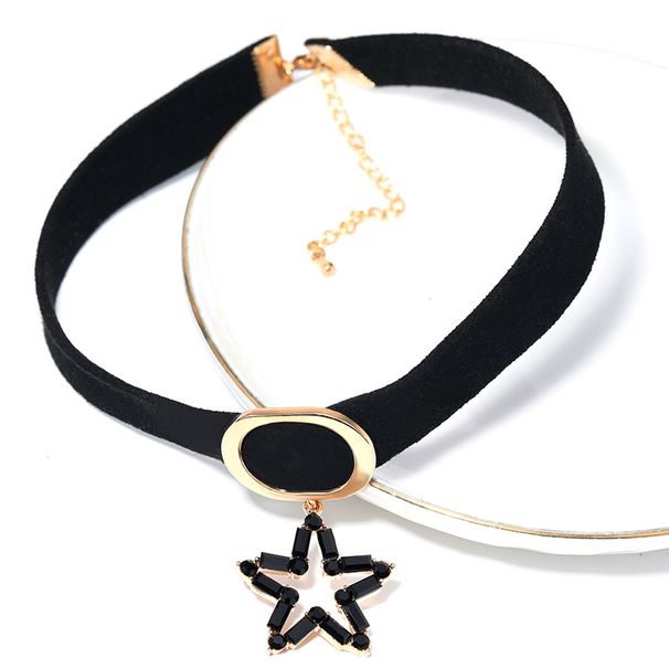 Choker Short Collarbone Chain Collar Women's Strap Neck Accessories Sexy Black Wide Edged Internet Famous Necklace_ipsvogv.com