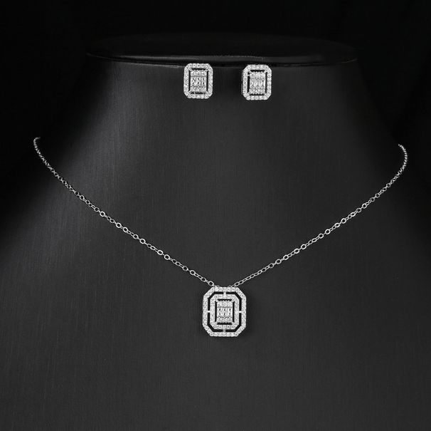 RAKOL Hot Selling Square Gemstone Inlaid Jewelry Fashion Trend Super Flash Necklace Earrings Two-piece Set_ipsvogv.com