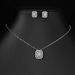 RAKOL Hot Selling Square Gemstone Inlaid Jewelry Fashion Trend Super Flash Necklace Earrings Two-piece Set_ipsvogv.com