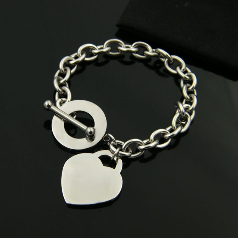 Women's Jewelry Fashion Love Stainless Steel Bracelet Peach Heart Shaped Letter Rose Gold Bracelet T Shaped Titanium Steel Bracelet_ipsvogv.com