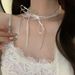 Versatile Pure Desire Girl~ Celebrity Style Sweet And Spicy Bowknot Ribbon Necklace Exquisite Beaded Collarbone Chain_ipsvogv.com