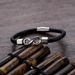 DUTRIEUX European and American Men's Fashionable Simple Unlimited Leather Black/silver Bracelet High-end Leather Bracelet_ipsvogv.com