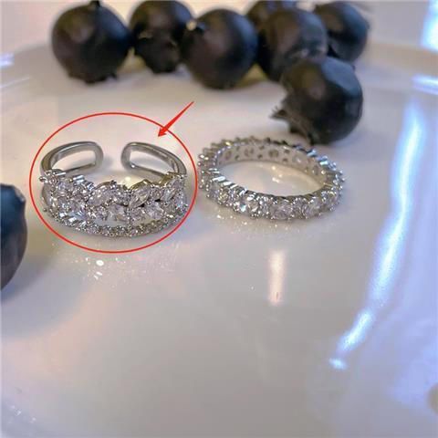 A Niche High-end Zircon Inlaid Ring With Adjustable Female Opening, Trendy Instagram Fashion Ring, Artistic Temperament,_ipsvogv.com